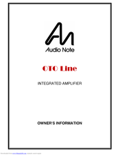 Audio Note OTO Line Owner's Information