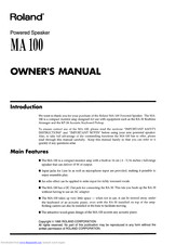 Roland MA 100 Owner's Manual