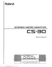 Roland CS-30 Owner's Manual