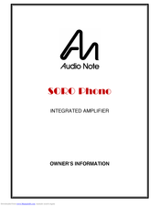 Audio Note SORO Phono Owner's Information