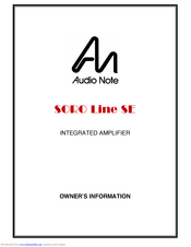 Audio Note SORO Line SE Owner's Information