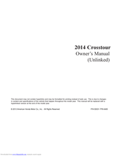 Honda Crosstour 2014 Owner's Manual