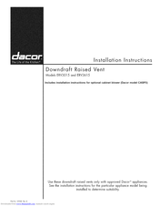 Dacor ERV3015 Installation Instructions Manual