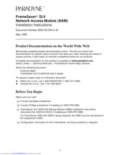 Paradyne FrameSaver SLV Installation Instructions Manual