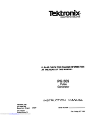 Tektronix PG 509 Instruction Manual