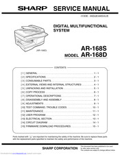 Sharp AR 168D - Digital Imager B/W Laser Service Manual