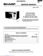 Sharp Carousel R-1852A Supplemental Service Manual