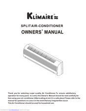 Klimare SPLIT AIR-CONDITIONER Owner's Manual