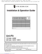 Friedrich EP08 Installation & Operating Manual