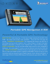 ViaMichelin Navigation X-930 Product Specifications