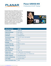 Planar UltraRes UR8450-MX Specifications