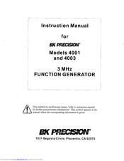 BK PRECISION 4003 Instruction Manual