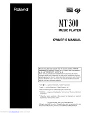 Roland MT 300 Owner's Manual