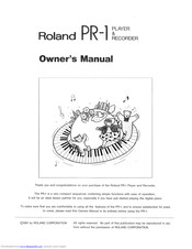 Roland PR-1 Owner's Manual