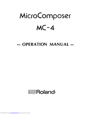 Roland MicroComposer MC-4 Operation Manual