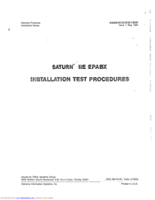 Siemens SATURN IIE Installation Test Procedures