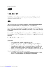 Sony VPL-HW20 Product Information