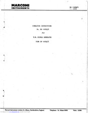 Marconi Instruments TF 1066B/6 Operating Instructions Manual