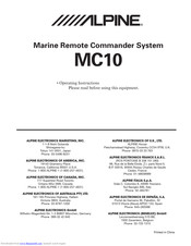 Alpine MC10 Operating Instructions Manual