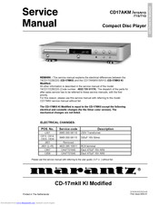 Marantz CD-17MKII KI Modified Service Manual
