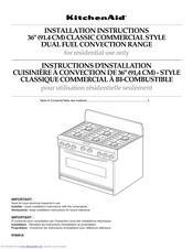 KitchenAid Dual Fuel Convection Range Installation Instructions Manual