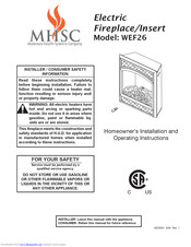 MHSC WEF26 Homeowner's Installation And Operating Instructions Manual