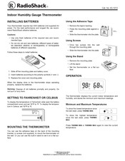 Radio Shack Indoor Humidity Gauge Thermometer Manual