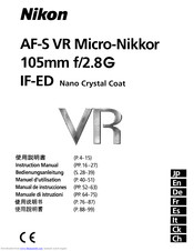 Nikon AF-S VR Micro-Nikkor 10Smm fl2.8G IF-ED Instruction Manual