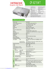 Hitachi CP-X275WT Specifications