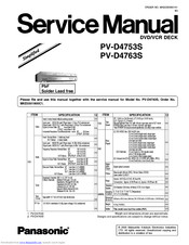 Panasonic PVD4763S - DVD/VCR DECK Service Manual