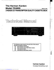 Harman Kardon TD4800 Technical Manual