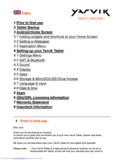 Yarvik Tablet Instructions Manual