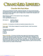 Chandler Limited Mini Rack Mixer Quick Manual