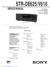Sony STR-DE625 - Fm Stereo/fm-am Receiver Service Manual