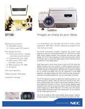 NEC DT100 - MultiSync XGA LCD Projector Specification