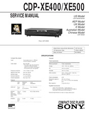 Sony CDP-XE400 - Compact Disc Player Service Manual