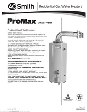 A.O. Smith ProMax Direct-Vent GDV-50 Specifications