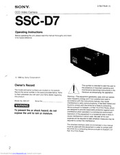 Sony SSC-D7 Operating Instructions Manual