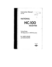 National NC-100 Instruction Manual