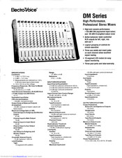 Electro-Voice DM Series Specfications