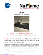 Nu-Flame FIAMME Instructions For Use And Safety
