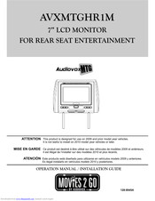 Audiovox Movies 2 Go AVXMTGHR1M Operation Manual / Installation Manual