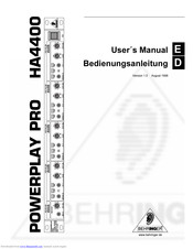 Behringer POWERPLAY PRO A4400 User Manual