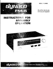 DYNACO FM-5 Instructions For Assembly Operation
