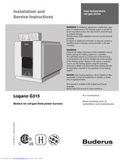 Buderus Logano G315 Installation And Service Instructions Manual