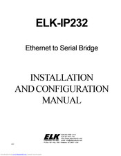 Elk IP232 Installation And Configuration Manual