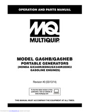 Multiquip GA6HB Operation And Parts Manual