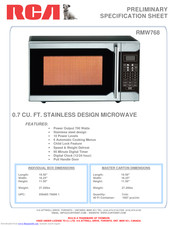 RCA RCA RMW768 Specification Sheet
