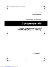 Optimus Concertmate 975 Owner's Manual