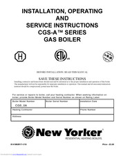 New Yorker CGS-A Series Installation, Operating And Service Instructions